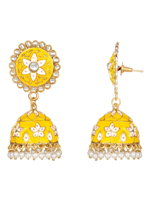 Women's Rose Gold Plated Alloy Earrings (Yellow)