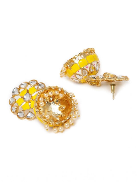 Women's Rose Gold Plated Alloy Earrings (Yellow)