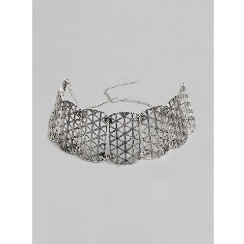 Women's Rose Gold Plated Alloy Choker (Silver)