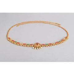 Women's Rose Gold Plated Alloy Hip Belt Kamarband (Red &amp; Green)