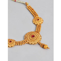 Women's Rose Gold Plated Alloy Necklace &amp; Earings Set (Gold)