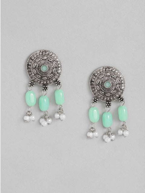 Women's Rose Gold Plated Alloy Necklace & Earings Set (Light Green)