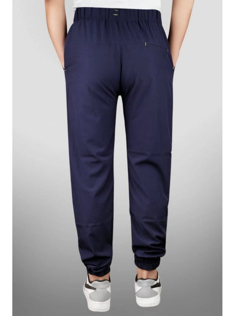 Generic Men's Polyster Solid Track Pant-Lower (Navy Blue)