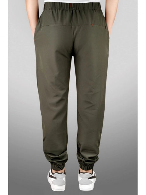 Generic Men's Polyster Solid Track Pant-Lower (Dark Green)