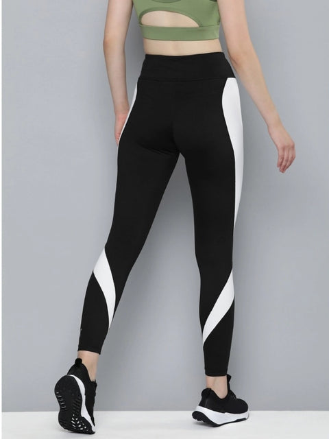 Generic Women's Polyster Solid Sport Leggings (Black & White)