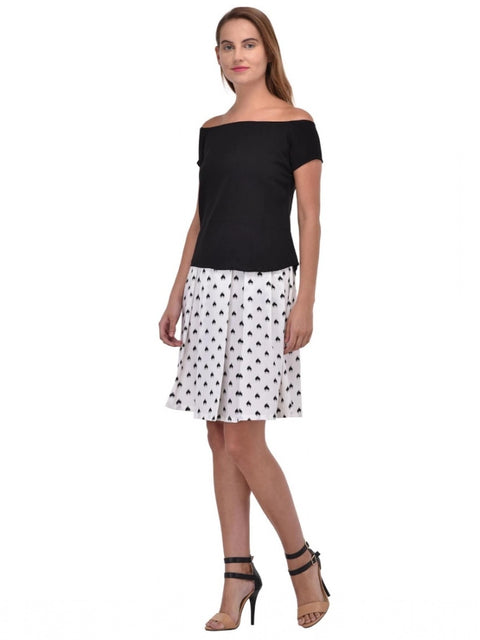Women's Cotton Blend Solid Short Sleeves Dress (Black)