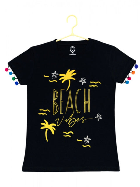 Generic Girl's Casual Short Sleeve Printed Cotton T Shirt (Black)