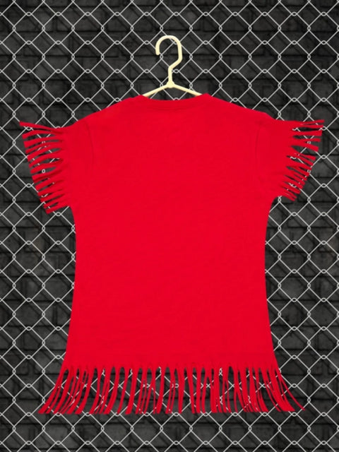 Generic Girl's Casual Short Sleeve Printed Cotton T Shirt (Red)