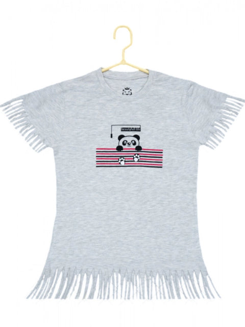 Generic Girl's Casual Short Sleeve Printed Cotton T Shirt (Grey)