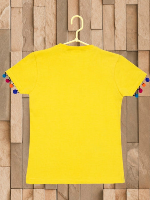 Generic Girl's Casual Short Sleeve Printed Cotton T Shirt (Yellow)