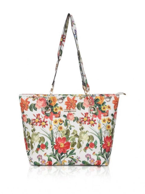 Generic Women's Faux Leather Printed Tote Bag (White Orang)