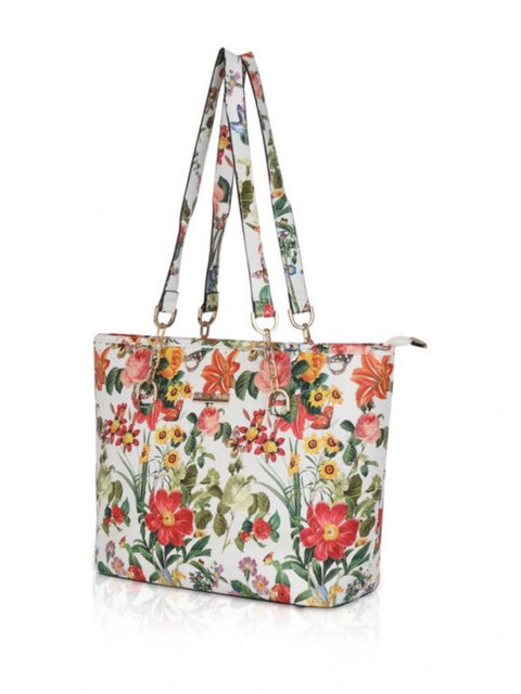 Generic Women's Faux Leather Printed Tote Bag (White Orang)
