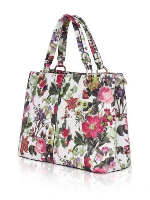 Generic Women's Faux Leather Printed Handheld Bag (White Pink)