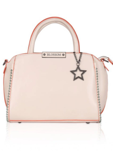 Generic Women's Faux Leather Metal Beads Handbag (Pink)