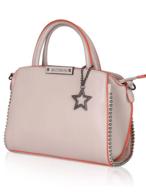 Generic Women's Faux Leather Metal Beads Handbag (Khaki)