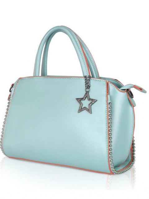 Generic Women's Faux Leather Metal Beads Handbag (Green)
