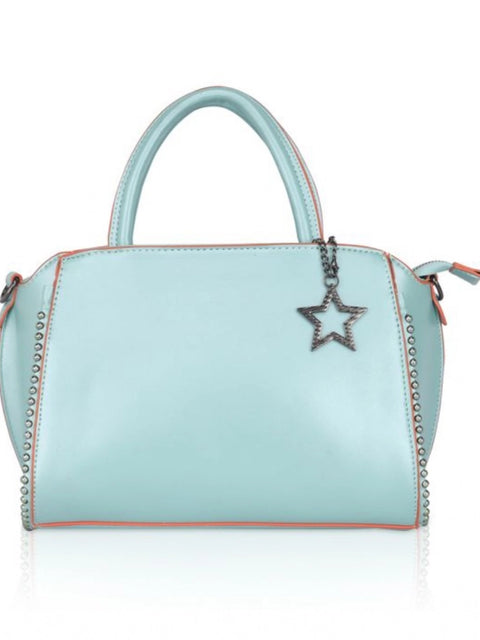 Generic Women's Faux Leather Metal Beads Handbag (Green)