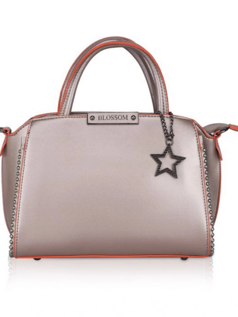 Generic Women's Faux Leather Metal Beads Handbag (Bronze)