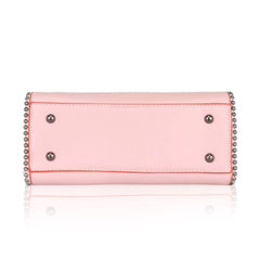 Generic Women's Faux Leather Metal Beads Handbag (Pink)
