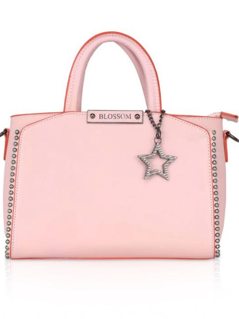 Generic Women's Faux Leather Metal Beads Handbag (Pink)