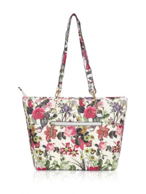 Generic Women's Faux Leather Printed Tote Bag (White Pink)