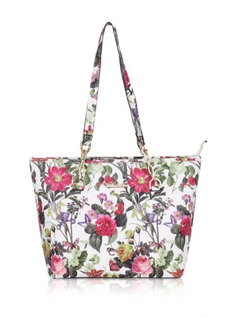 Generic Women's Faux Leather Printed Tote Bag (White Pink)