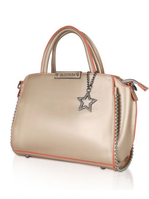 Generic Women's Faux Leather Metal Beads Handbag (Gold)