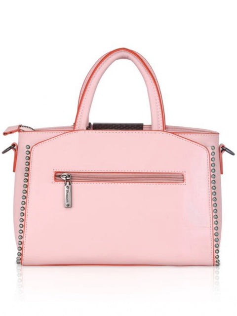 Generic Women's Faux Leather Metal Beads Handbag (Pink)