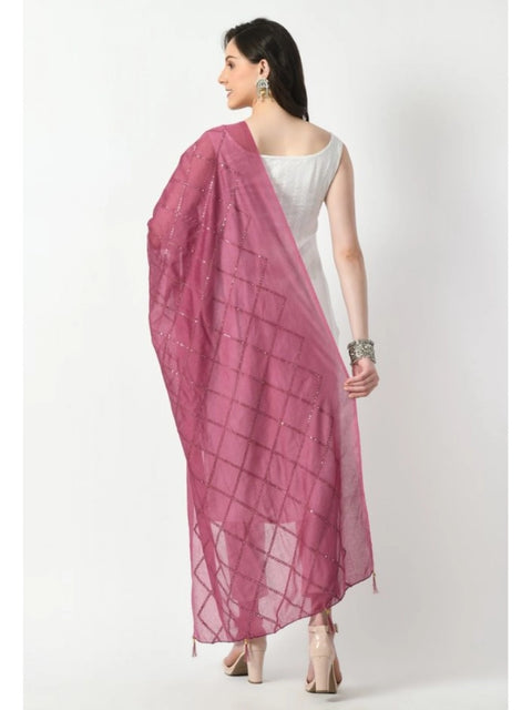 Generic Women's Chanderi Self Design Dupatta (Levender, Length: Free Size)