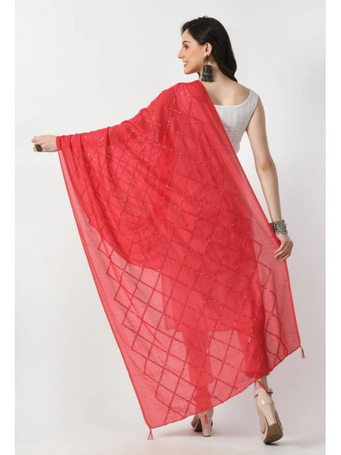 Generic Women's Chanderi Self Design Dupatta (Rani, Length: Free Size)