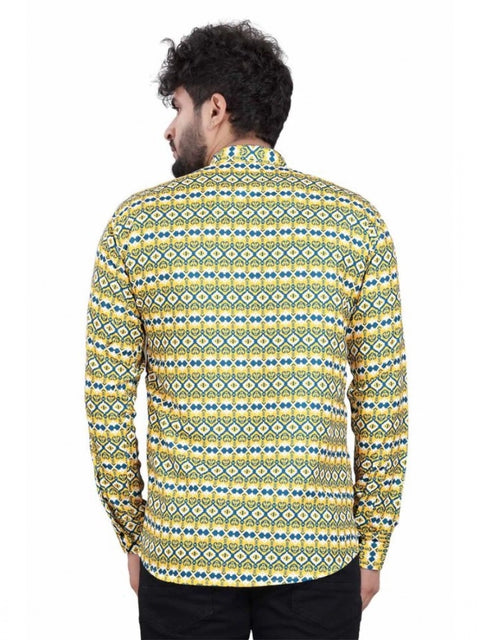 Generic Men's Cotton Blended Printed Full Sleeve Shortkurta (Multicolor)