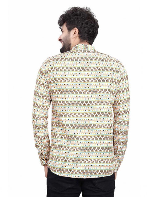 Generic Men's Cotton Blended Printed Full Sleeve Shortkurta (Multicolor)