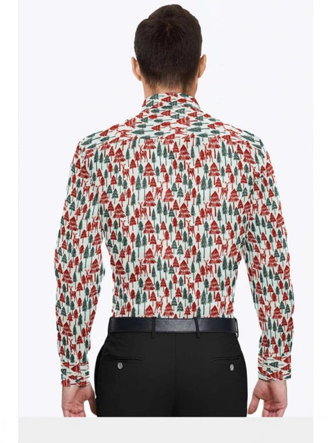 Generic Men's Cotton Blended Printed Full Sleeve Shirt (Multicolor)