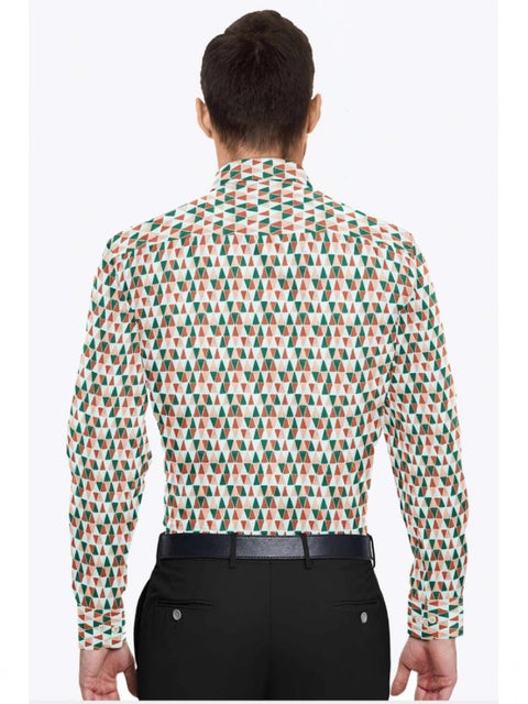Generic Men's Cotton Blended Printed Full Sleeve Shirt (Multicolor)