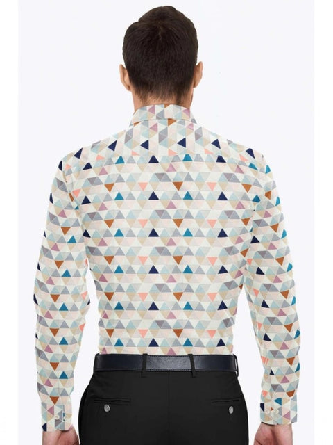 Generic Men's Cotton Blended Printed Full Sleeve Shirt (Multicolor)