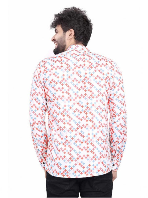 Generic Men's Cotton Blended Printed Full Sleeve Shortkurta (Multicolor)