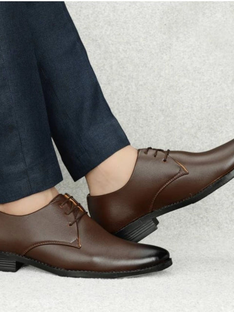 Generic Men's Faux Leather Formal Shoes (Brown)