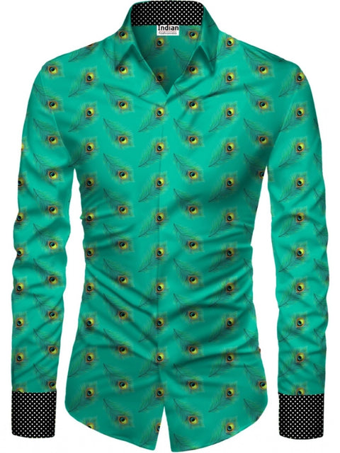 Generic Men's Casual Floral Printed Cotton Blend Unstitched Shirt Fabric 1.6 Mtrs (Green)