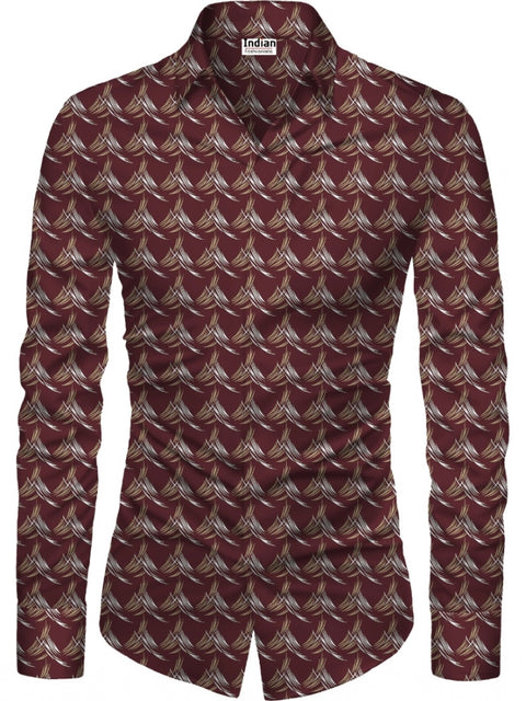 Generic Men's Casual Floral Printed Cotton Blend Unstitched Shirt Fabric 1.6 Mtrs (Maroon)