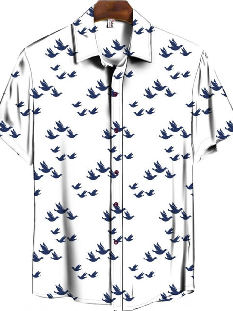 Generic Men's Casual Floral Printed Cotton Blend Unstitched Shirt Fabric 1.6 Mtrs (Blue)