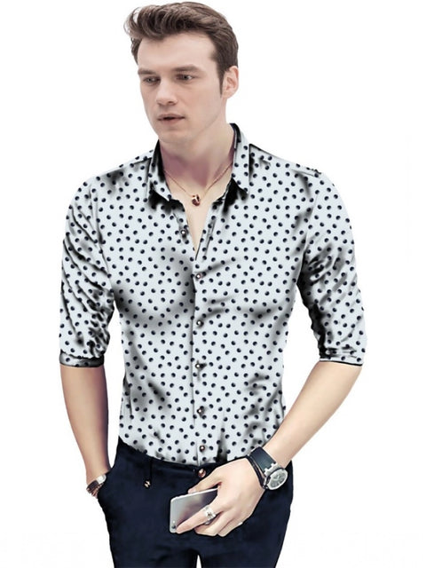 Generic Men's Casual Floral Printed Cotton Blend Unstitched Shirt Fabric 1.6 Mtrs (White)