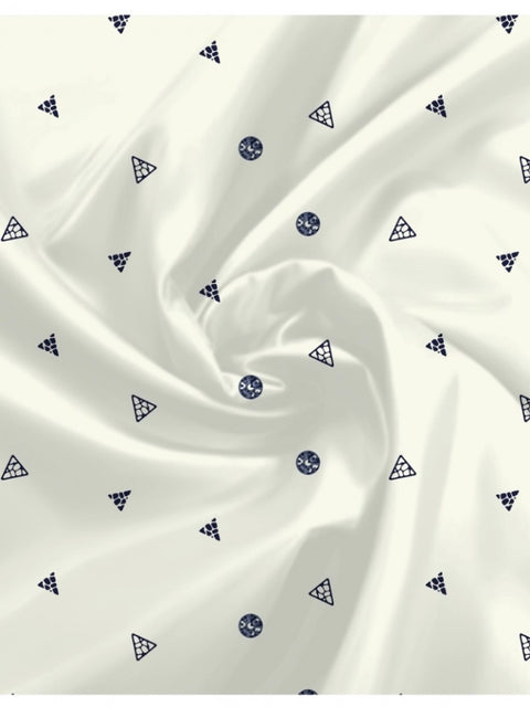 Generic Men's Casual Floral Printed Cotton Blend Unstitched Shirt Fabric 1.6 Mtrs (White)