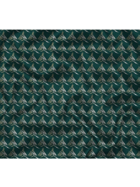Generic Men's Casual Floral Printed Cotton Blend Unstitched Shirt Fabric 1.6 Mtrs (Dark Green)