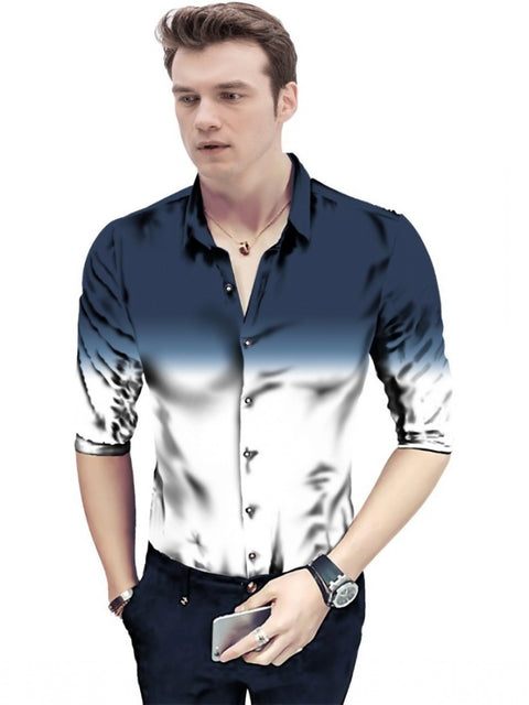 Generic Men's Casual Floral Printed Cotton Blend Unstitched Shirt Fabric 1.6 Mtrs (Navy Blue)