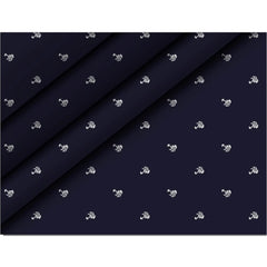 Generic Men's Casual Floral Printed Cotton Blend Unstitched Shirt Fabric 1.6 Mtrs (Dark Blue)