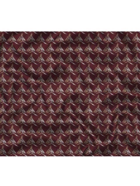 Generic Men's Casual Floral Printed Cotton Blend Unstitched Shirt Fabric 1.6 Mtrs (Maroon)