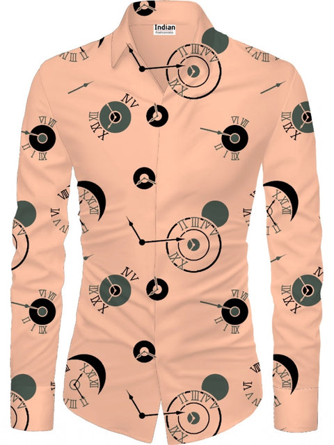 Generic Men's Casual Floral Printed Cotton Blend Unstitched Shirt Fabric 1.6 Mtrs (Orange)