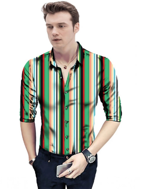 Generic Men's Casual Floral Printed Cotton Blend Unstitched Shirt Fabric 1.6 Mtrs (Green)