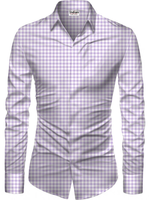 Generic Men's Casual Floral Printed Cotton Blend Unstitched Shirt Fabric 1.6 Mtrs (Purple)