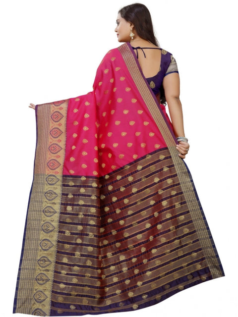 Women's Silk Blend Woven Saree With Unstitched Blouse 5.5Mtr (Multicolor)